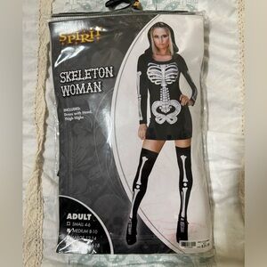 Spirit Skeleton Woman Dress - Black and White